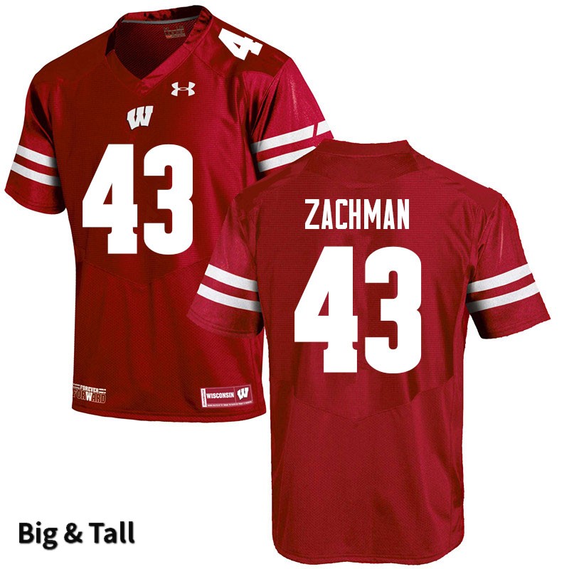 Wisconsin Badgers Men's #43 Preston Zachman NCAA Under Armour Authentic Red Big & Tall College Stitched Football Jersey SO40X85MI
